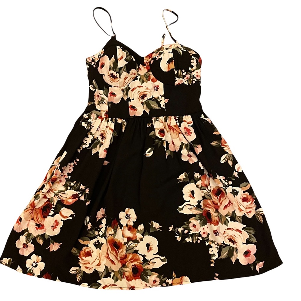 Xhileration size medium floral fit and flare dress